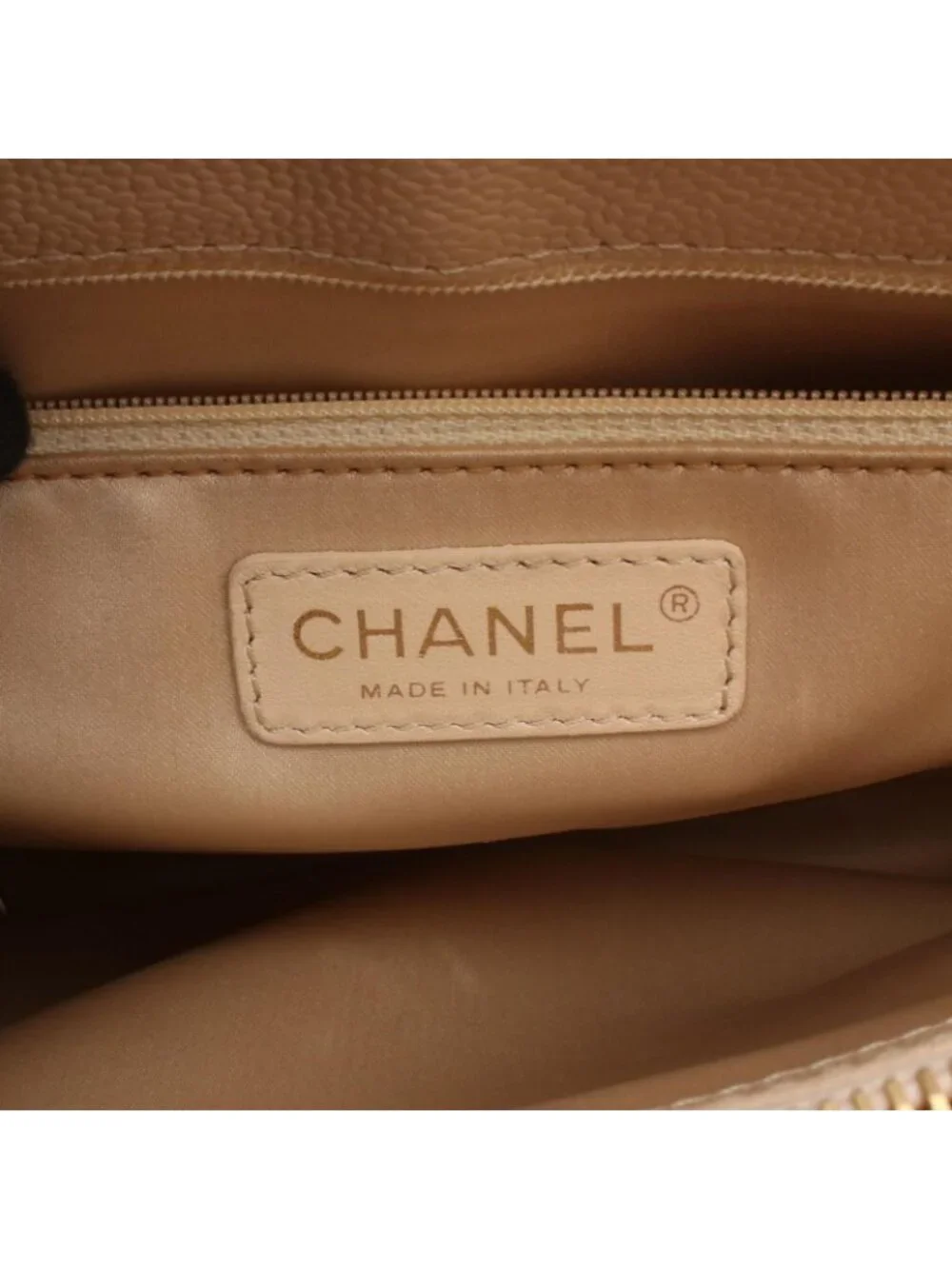 Chanel Tote Quilted Grand Shopping GST Beige Caviar Leather Chain